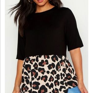 Boohoo brand black and leopard maternity shirt